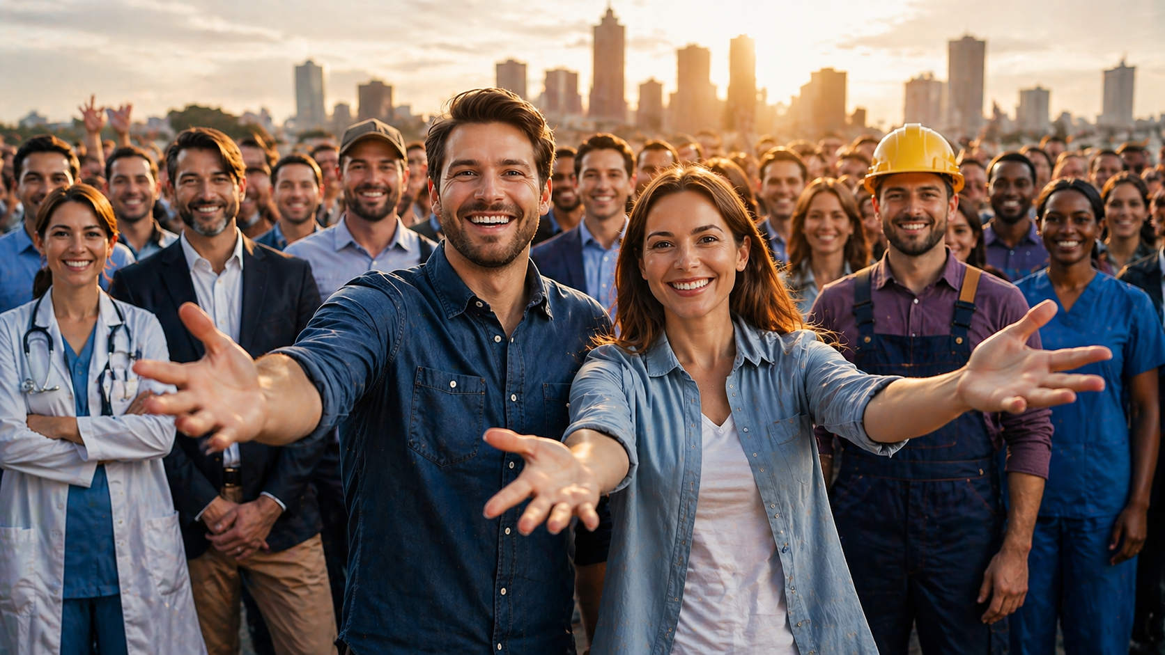 People from all professions welcoming you